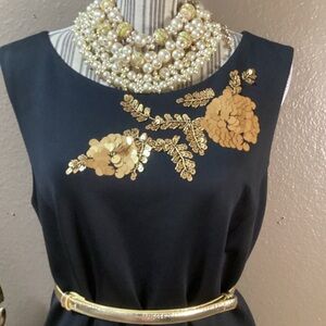 Ellen Tracy Black Garment W/ Gold Sequins.